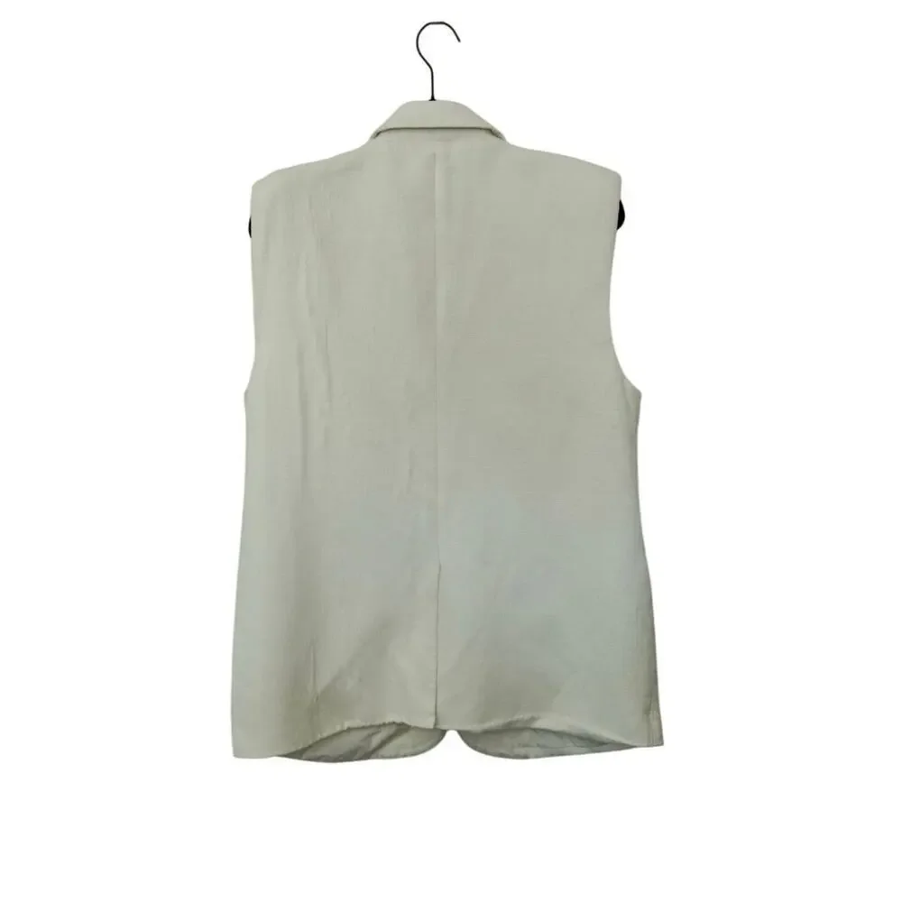 Endless Rose Off White Linen Oversized Vest Blazer Sz M